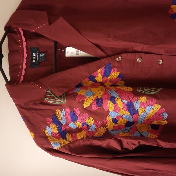 NWT, Anthropologie Maeve Wine/Bordeaux Embroidered Top - Picture 3 of 15